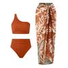European & American One-Shoulder Split Swimsuit with Chiffon Skirt Set