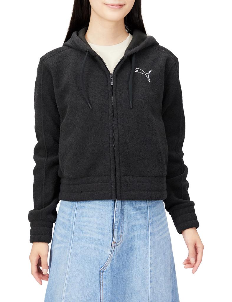PUMA HER Winterized Hooded Short Length 2022 Black Size M Jacket, Sweatshirt, 672349, Women's, Fall/Winter Color, (01),