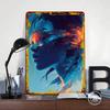 Cyberpunk Woman in Sunglasses Poster Customized Wall Art Vintage Metal Signs Retro Tin Plaque for Man Cave Home Decorations Room