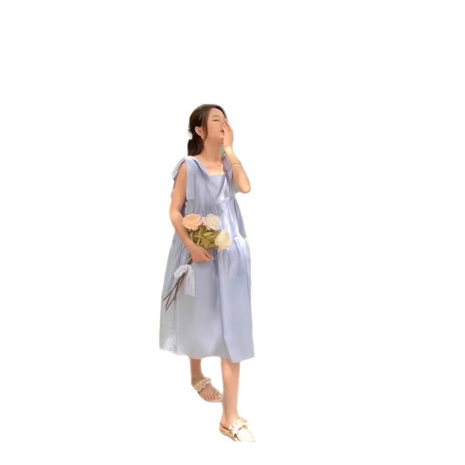 2026 New Summer White Sleeveless Strappy Dress - Mid-Length, Elegant, and Youthful