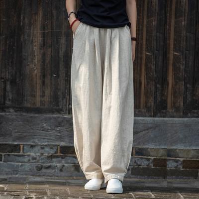 Cotton Linen Women's Spring Summer Artistic Loose Cotton Slimming Casual Pants Women's Lantern Pants