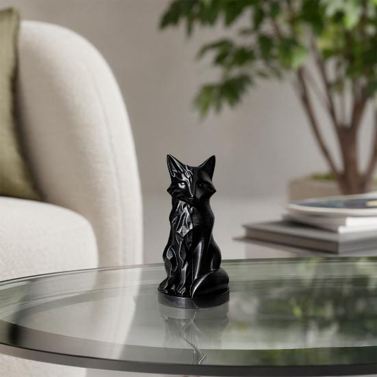 Geometric Faceted Fox Figurine, 3D Printed Sitting Fox Statue, Modern Art Fox Sculpture, Collectable Desktop Ornament for Home Table Shelf Decor