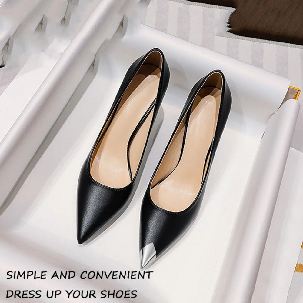 1pair Decoration Shoe Repair High Heels Tip Cap Anti-kick Metal Shoe Clips Anti Wear Shoe Toe Protector High Heels