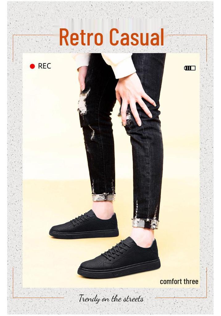 Men's Retro Lace-up Cowhide Sneakers - Trendy Casual Spring Loafers