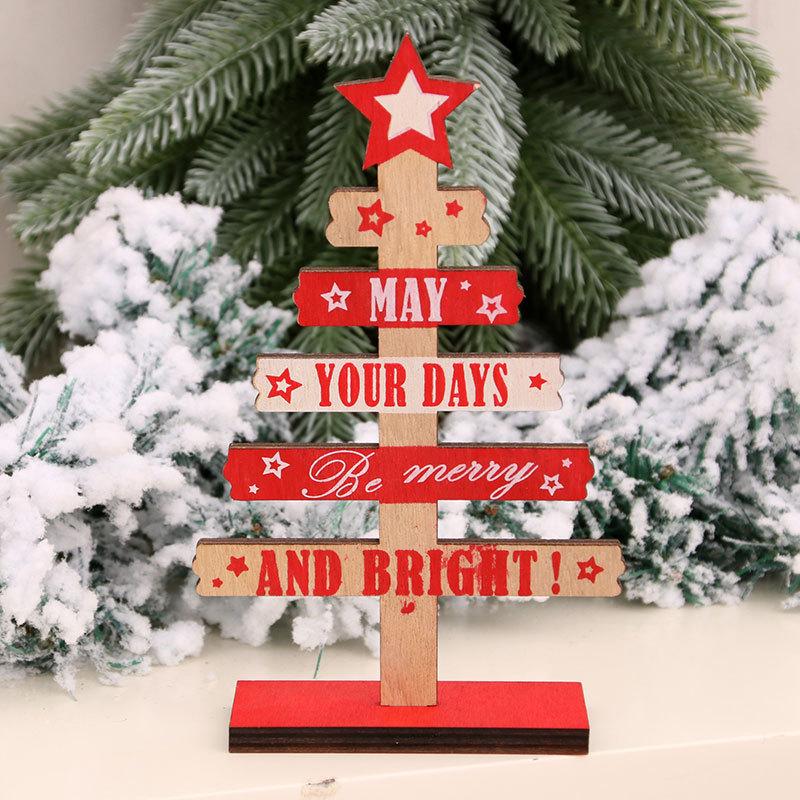 DIY Wooden Christmas Decorations: Mini English Letters Tree Ornaments for Office Desktop
