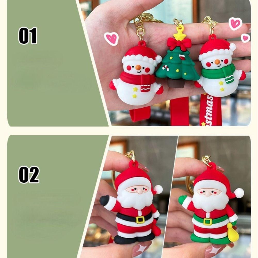 Keys Ring Bag Ornaments Christmas KeyRing Snowmen Keychain 3D Doll Keychain Santa Claus Keychain