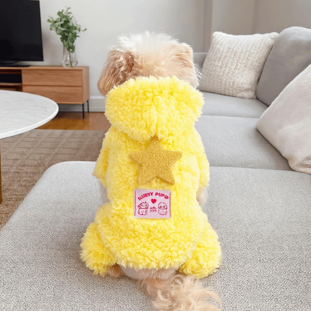 Warm Fleece Dog Star Clothes Four-Legged Dog Pajamas Puppy Jumpsuit Costume Autumn Winter