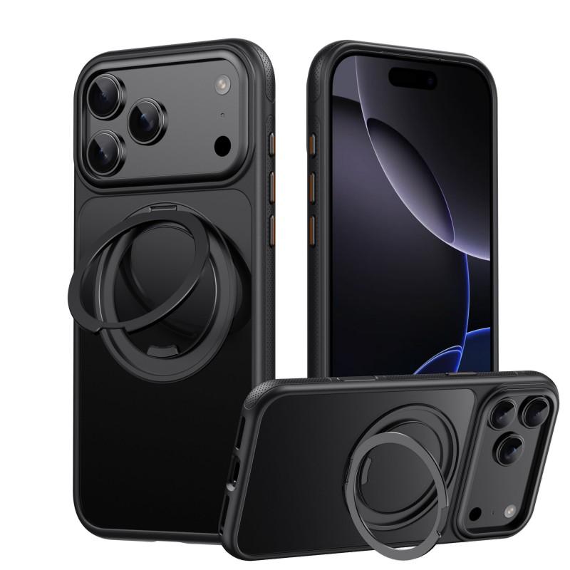 Magnetic Rotating Damping Stand Phone Case IPhone 18 Pro 17 With AI Camera Button Support Anti-Slip Shockproof Acrylic