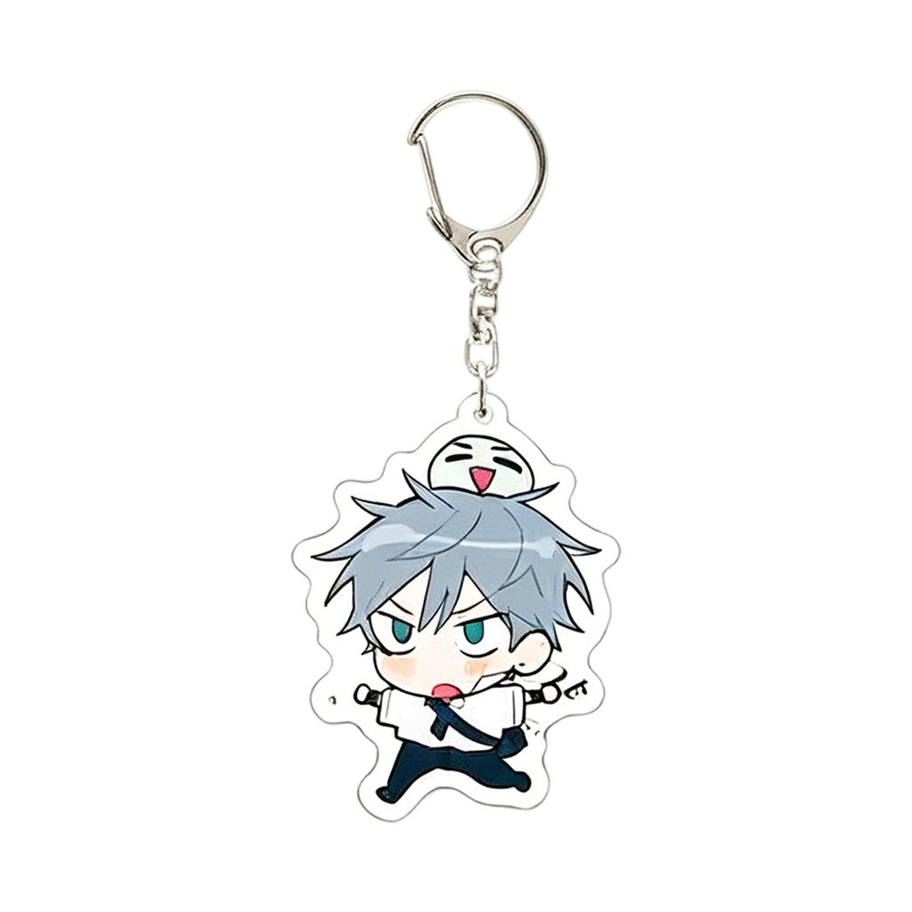 Acrylic Cartoon Character Keychain Pendant with Metal Key Ring for Backpack Bag Charm Accessory Student Gift