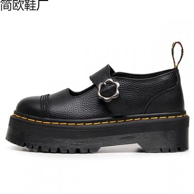 Martin-Stiefel mit dicker Sohle, Charaktere mit Mary-Jane-Damenschuhen, Schuhe aus Rindsleder, Lychee-Muster, Mode