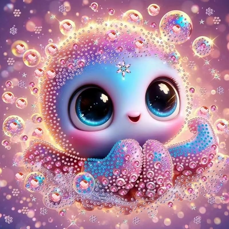 Diamond Art Kits for Kids, Arts and Crafts for Kids Ages 4-8,Craft Kits for Ages 8-12, Mosaics Bead Art,Painting Kits,24PCS Princess Gem Art Kits Octopus Honey