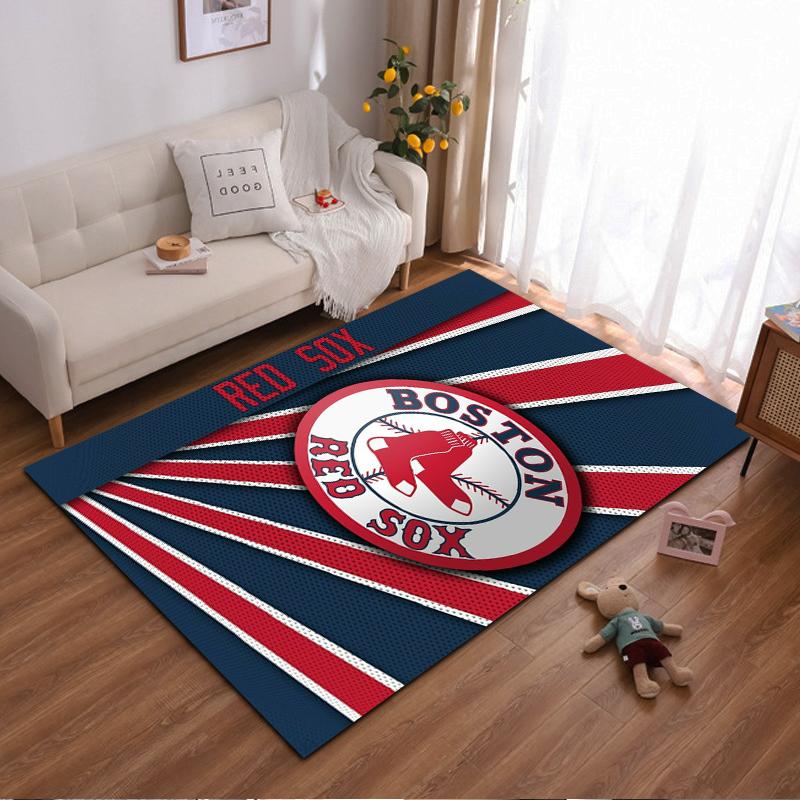 Boston Red Sox Logo Rug with Red Stripes Non-slip rug suitable for living room and bedroom sofas