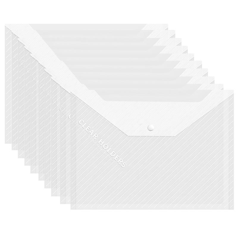 10PCS File Bag A4 Letter Waterproof Document Bag Transparent Colorful Diagonal Stripes Stationery File Bag for Office School ZYF