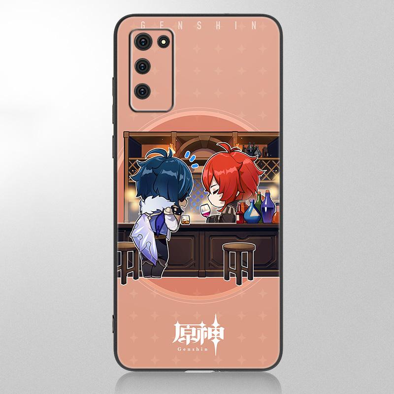 

Милый чехол Genshin Impact для Samsung Galaxy A12 A02S A22 A32 A52 A72 A71 A51 A41 A31 A21 A11 A50 A70 A10S A20S, черный мягкий чехол Samsung A72
