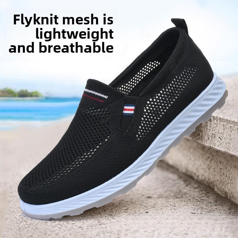 Summer hollow out Men's Shoes Lightweight breathable mesh Flats Middle elderly soft soled dad shoes