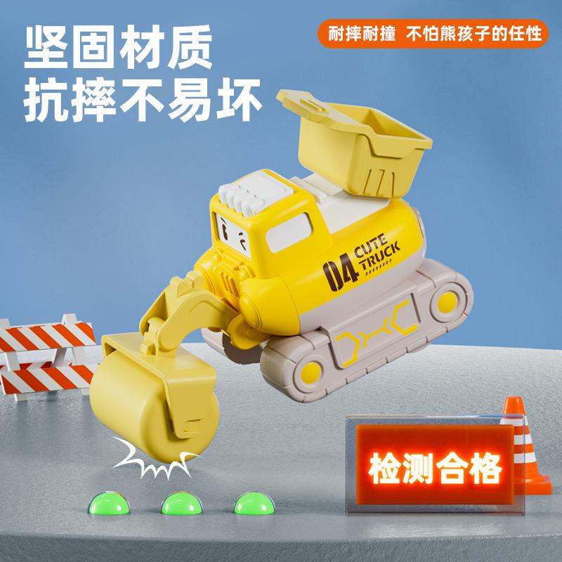 Children'S Press Pull Back Cartoon Car Construction Vehicle Boy Excavator Drop Resistant Bulldozer Toy Set