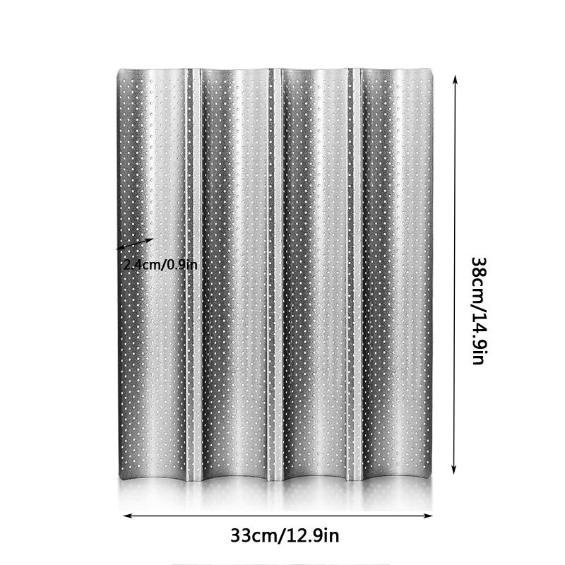 Nonstick Perforated French Bread Baking Pan Carbon Steel Baguette Pan French Bread 4 Wave Loaves Loaf Bake Mold Cooking Tray