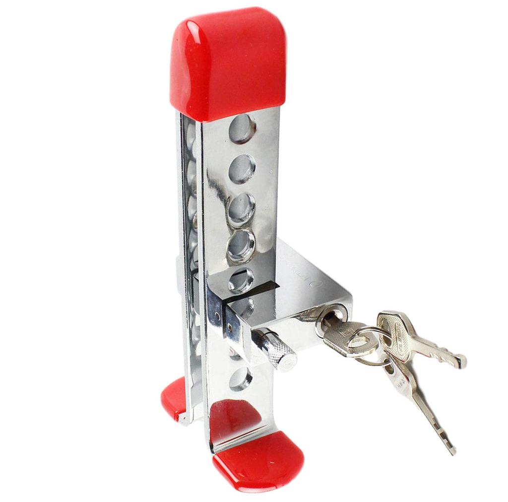 Mallowsam Universal Pedal Lock with for Cars and 20 x 9 x 4 cm Key, Metal, Anti-Theft, Tractors, Silver,