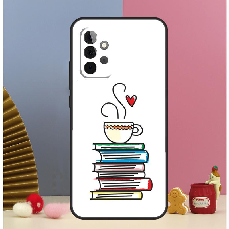 Books And Coffee Case For Samsung Galaxy A52 A72 A13 A33 A53 A14 A24 A34 A54 A15 A25 A51 A71 A12 A32 Cover