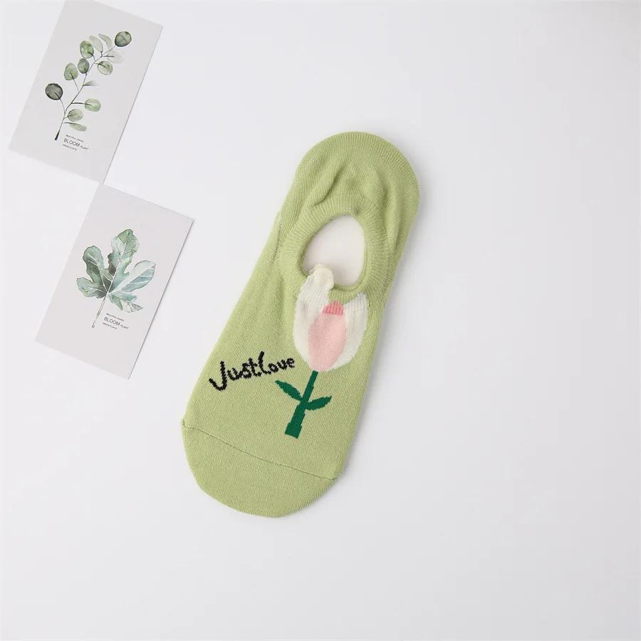 Women Socks Japanese Korean Style Cartoon Flower Rabbit Harajuku Cute Kawaii Mid Tube Breathable Casual Short Cotton Socks