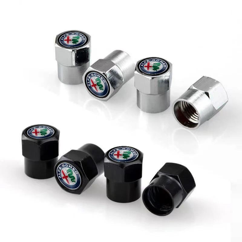 Car Stickers For Alfa Romeo 4Pcs Aluminum Alloy Car Wheel Tire Valve Caps Stem Cover For Alfa Romeo 4C 159 166 Spider Giulia Giu