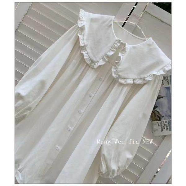 Korean Version Chic Niche Women's Doll Collar Shirt  Spring and Autumn Design Sense Top