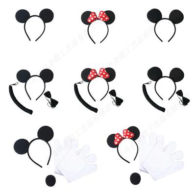 Mickey & Minnie Kinderparty-Set: Stirnband, Ohren, Handschuhe, Clownsnase