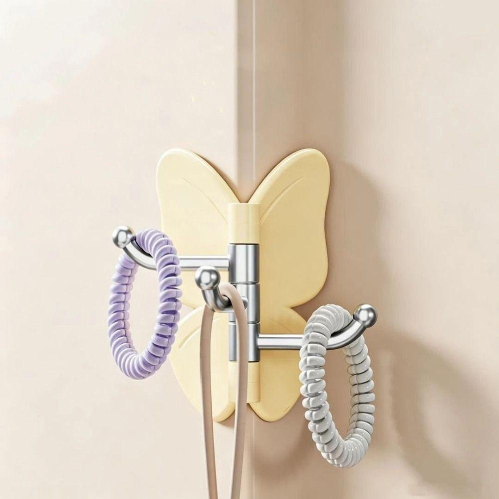 4PCS Plastic Rotating Butterfly Wall Hooks Wall Mounted Butterfly Storage Hanger Kitchen