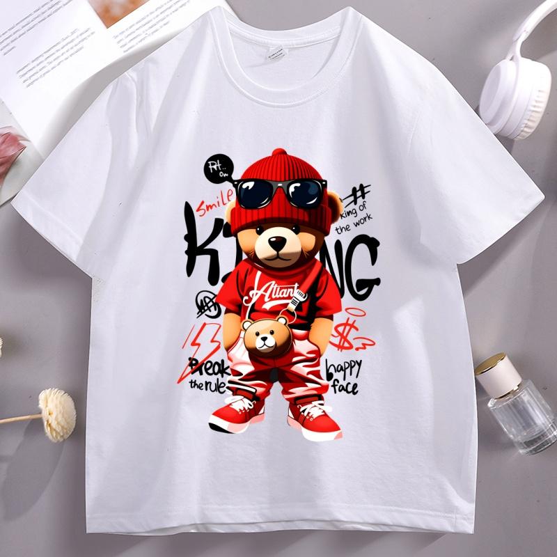 

Unisexs Cotton Tshirt Cool Bear Street T Shirt Unisex Women Graphic Golf TShirt Casual Short Sleeve Round Neck Tee Shirt Clothes 4XL