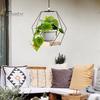 Hanging Plants Holder with Wooden Base Farmhouse Rustic Indoor Hanging Flower Pot Planter Shelf Basket Plants Hanger Decoration