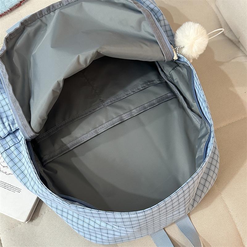 Plecak Szkolny na Kampus Kratkowany Plecak Duża Pojemność Podróżny Lekki Plecak