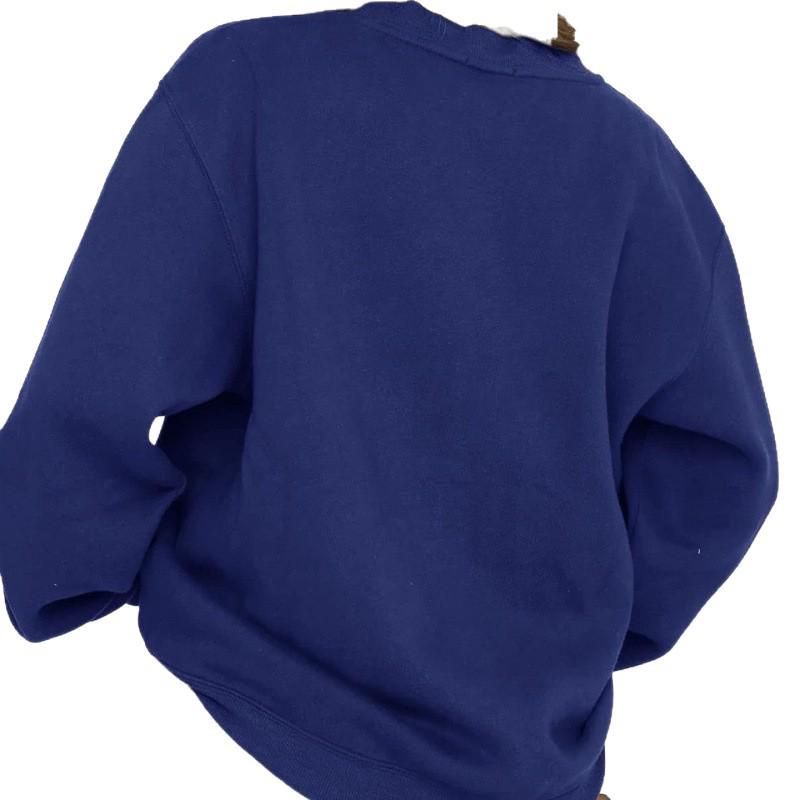 Felpa Casual da Donna con Scollo Tondo e Fodera in Pile, Vestibilità Larga per Coppie