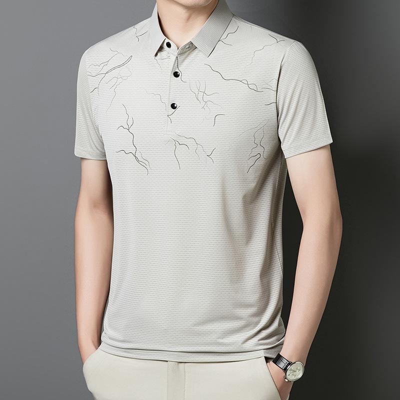 Medium Men'S Lapel Breathable Short-Sleeved Casual T-Shirt Polo Shirt