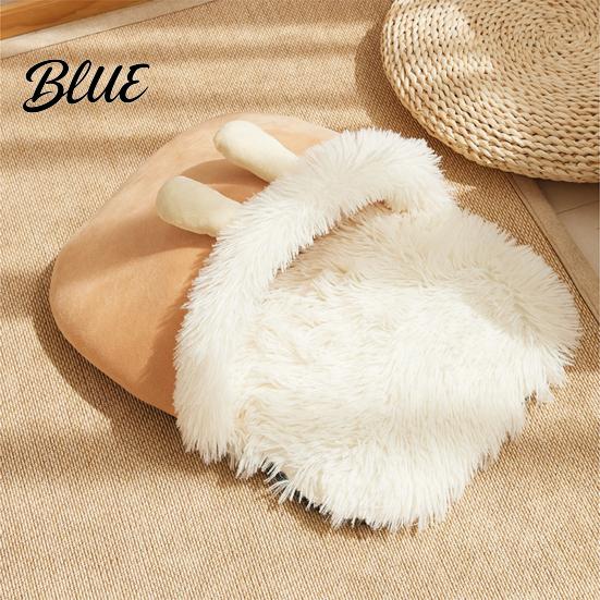 Fluffy Pet Blanket Plush Lined Warm Nest Bag Winter Cat Sleep Cave Bed Comfy Kitten