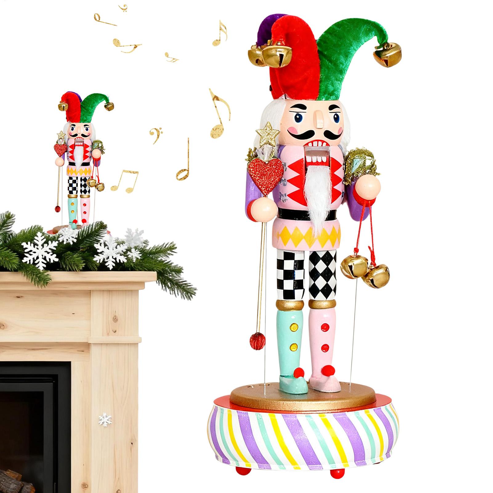 Рождественский Щелкунчик Музыкальная шкатулка Круглая основа Деревянная музыкальная шкатулка Украшение для дома Праздничная музыкальная шкатулка Орнамент Подарок-поделка Бесшумный China Mainland