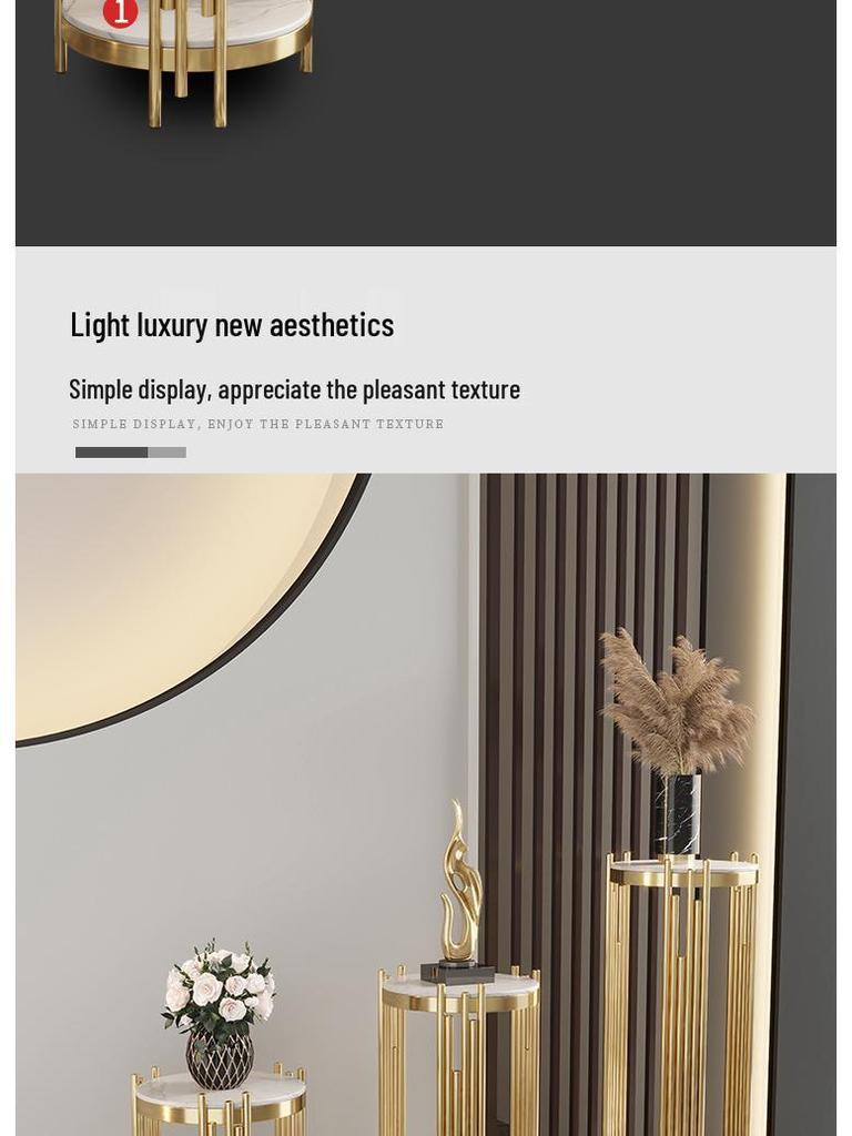 Marble TV Cabinet & Flower Stand: Stainless Steel Living Room Storage Rack