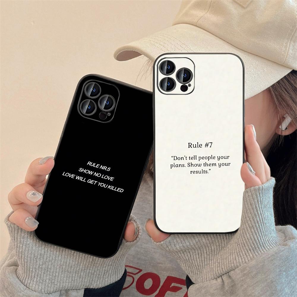 Minimalist Life Rules Phone Case For IPhone 16,15,14,13,12,11,XS,XR,X,8,7,Pro,Max,Plus,mini Silicone Black Cover