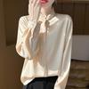Design con colletto in pizzo a maniche lunghe in stile francese per primavera e autunno, top ampio di nicchia, camicia in stile artistico per donna