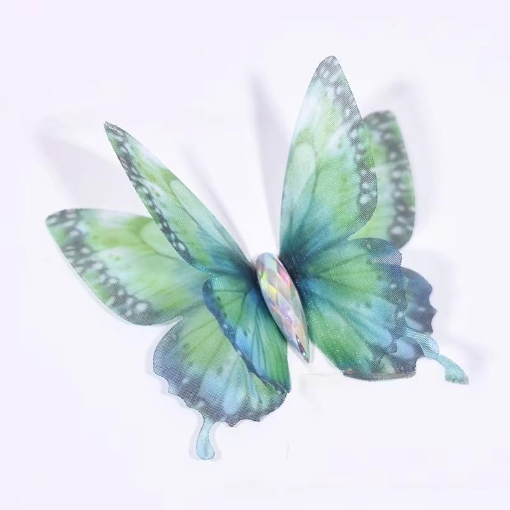 50Pcs 3D Organza Fabric Butterfly Appliques Colorful Double-layer Chiffon Tulle Butterfly Patches Translucent