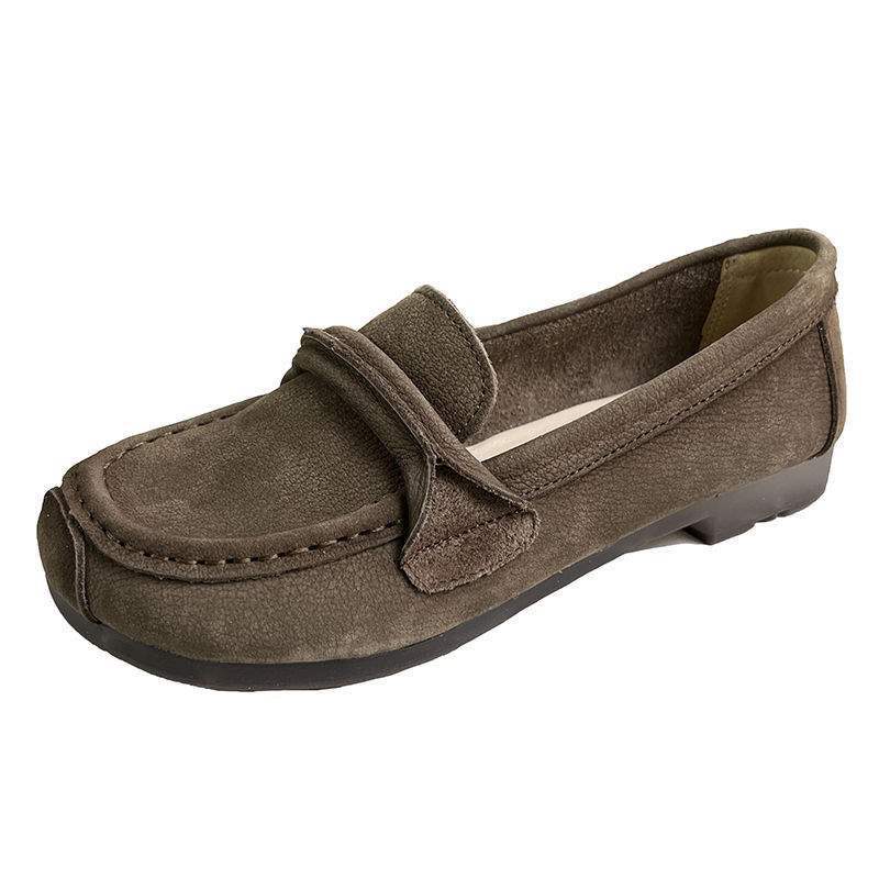 

Beef tendon soft sole soft leather single shoes women s 2025 spring and autumn matte leather low heel beanie shoes soft surface mother shoes 40 сірий колір