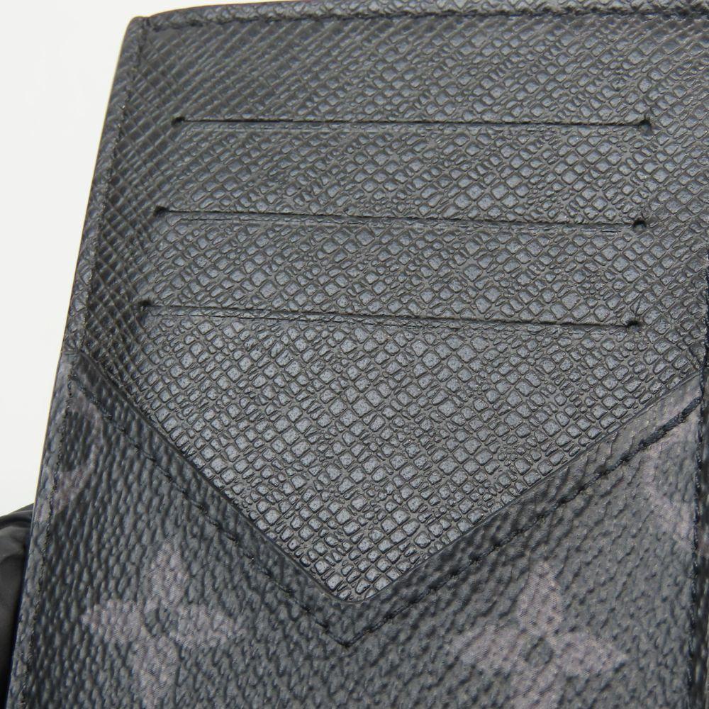 Used LOUIS VUITTON Coin Case Coin Card Holder M30271 Monogram Eclipse/Taiga Noir Black Accessory