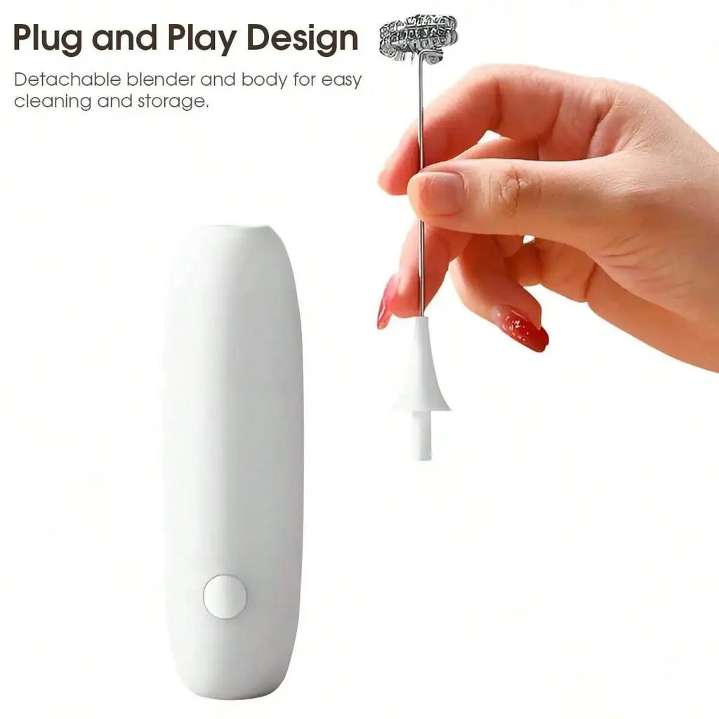 1PC Handheld Stainless Steel Electric Milk Frother Whisk Creamer (No AA Batteries Required) Beverage Coffee Frother Ideal Gift