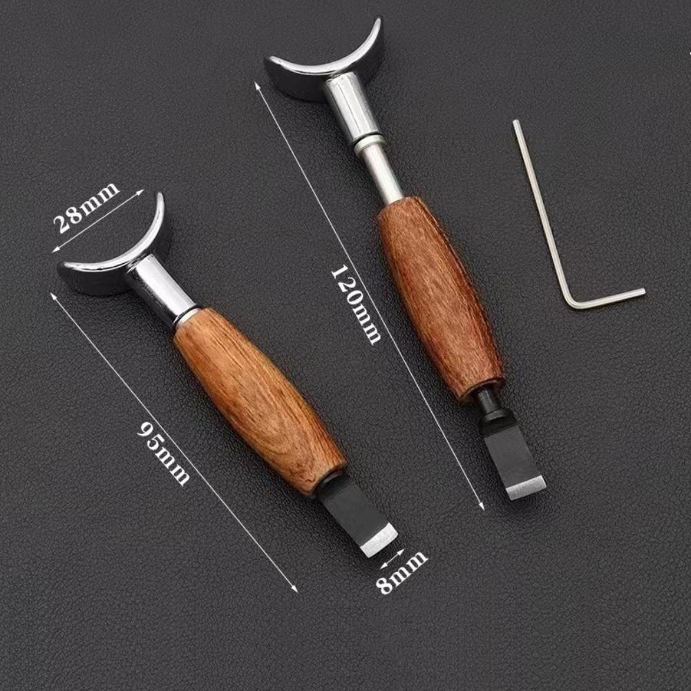 Leather Carving Rotary Knife Handmade DIY Stainless Steel Pear Wood Handle With Adjustable Height Vegetable Tanning Tool Knife
