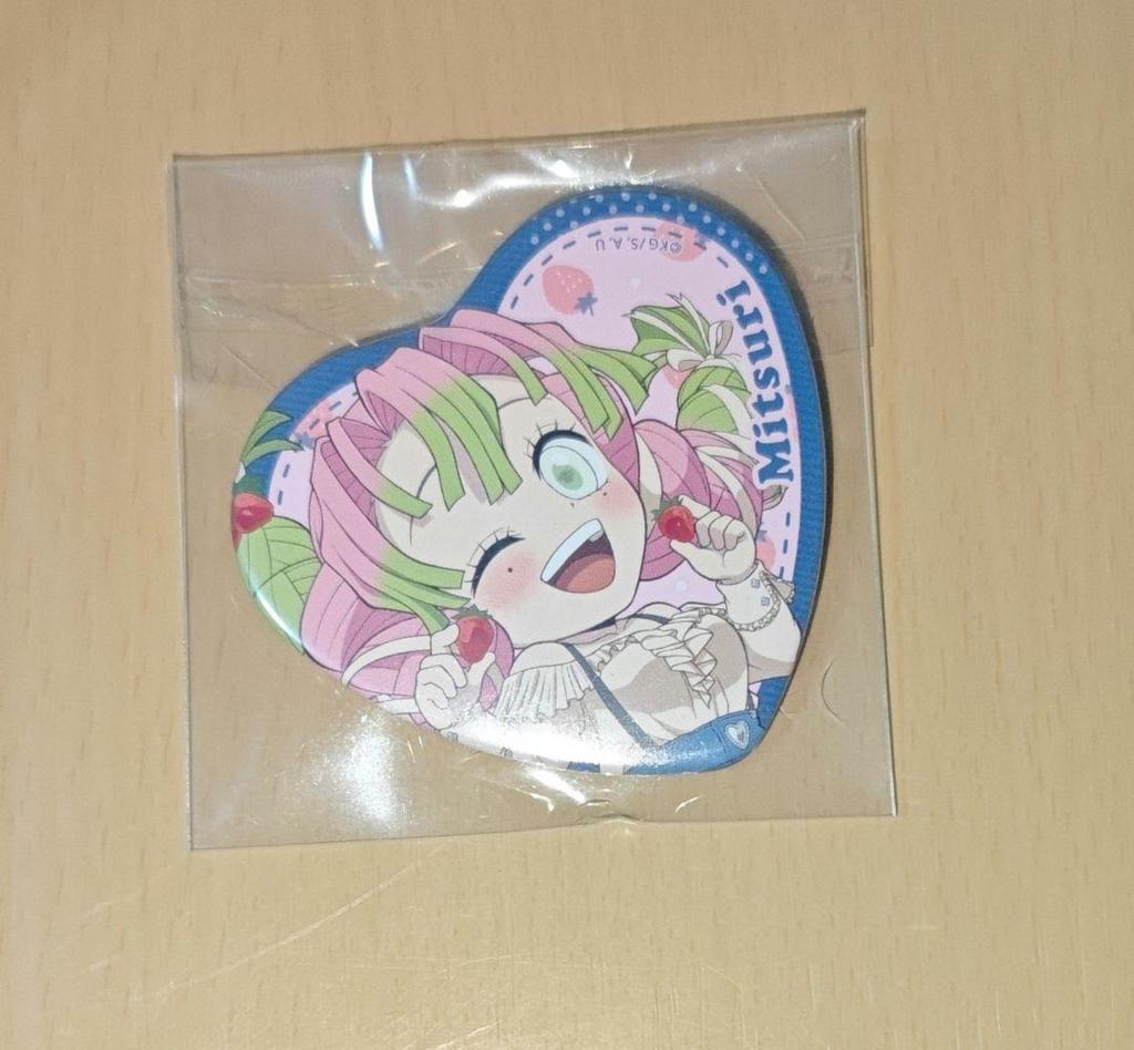 [USED] Demon Slayer Strawberry Festival 2025 Heart Can Badge Mitsuri Kanroji