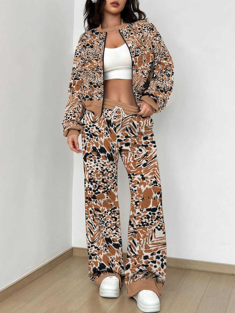 Retro Pattern Autumn and Winter New European and American Women's Clothing Rose Printing Suit Women