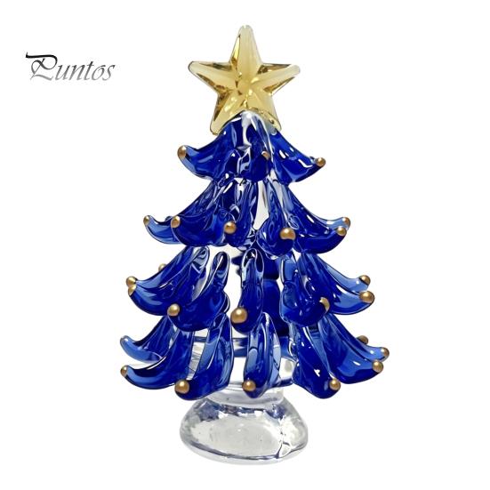 Modern Christmas Decorations for Windowsills Decorative Glass Tree with Star Topper, Mini Small Festive Centerpieces Dining Tables Figurine, Creative
