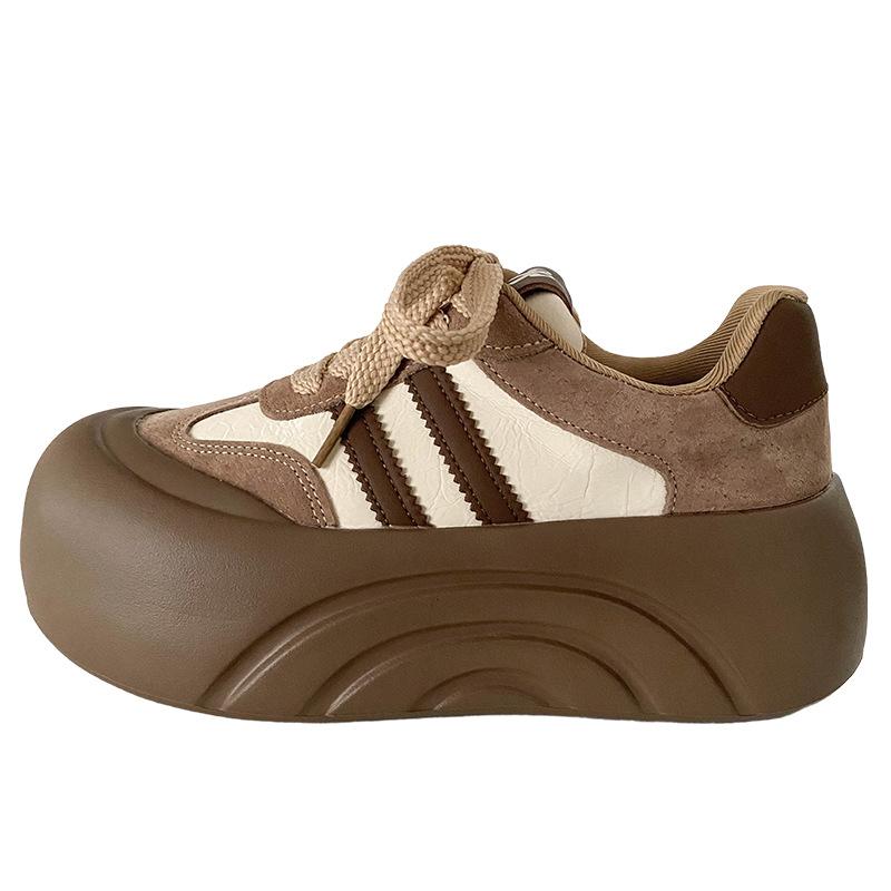 XY-A333 Latex-Innensohle/Dicke Sohle Höhenvergrößerung Schuhe mit großem Kopf Brotschuhe Damenschuhe 2025 neu runde Zehenpartie Board-Schuhe Dexun-Schuhe