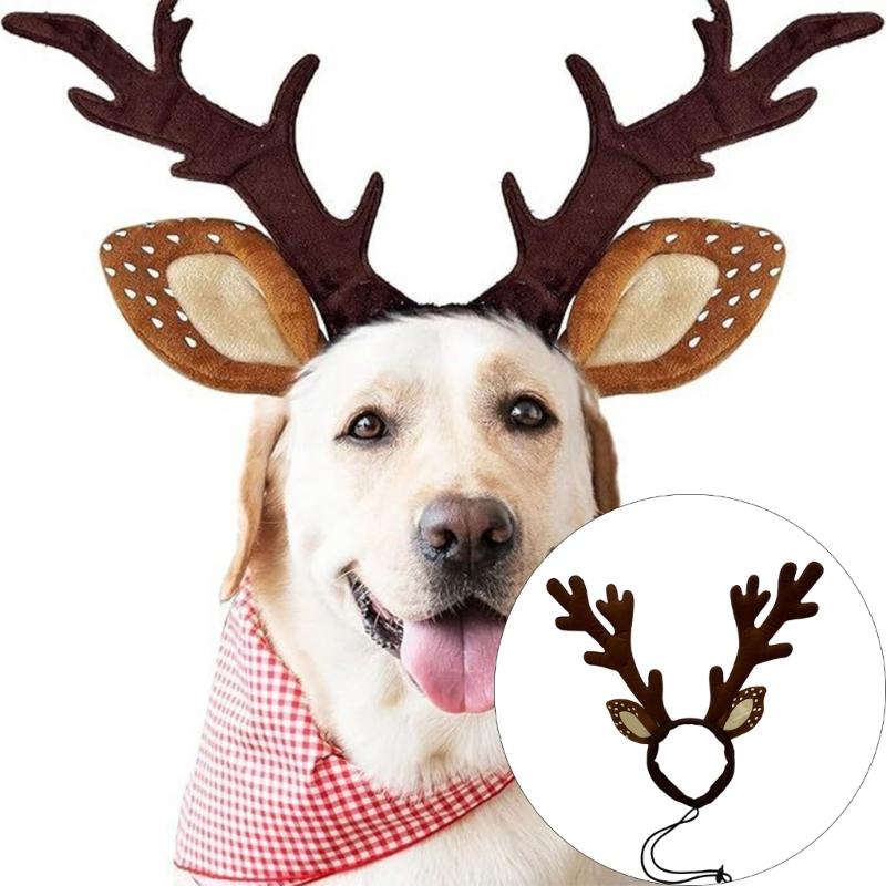 Christmas Pet Antler Headbands For Small Media Dog Cats Soft Costumes Party Decoration Photo Shoot Accessory