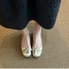 Fashion Vintage Rivet Mary Jane Shoes Women's Autumn New Round Toe Shallow Mouth Metal Buckle Soft Sole Non-slip Wear-resistant Flats