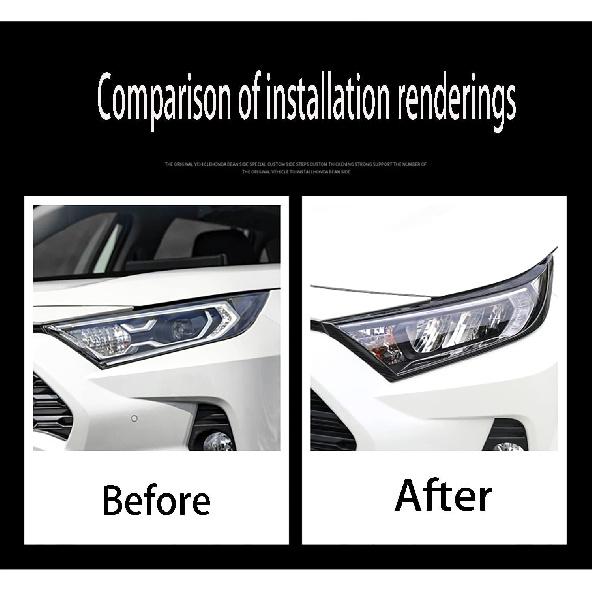 Car Accessories Fit for Toyota RAV4 2019 2020 2021 2022 Headlight Lamps Cover Trim Bezel (Glossy Chrome Style) ABS 2 PCS